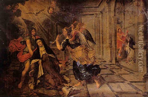 La Transverberation De Sainte Therese Oil Painting - Peter Van Lint