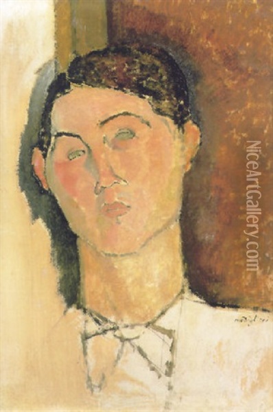 Tete De Jeune Homme Oil Painting - Amedeo Modigliani