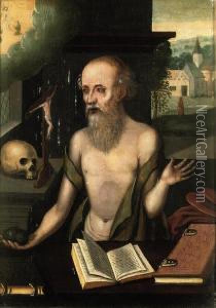 Saint Jerome Oil Painting - The Master Of The Female Half-Lengths