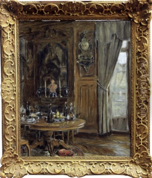 Scene D'interieur Oil Painting - Etienne (Adolphe E. Auguste) Moreau-Nelaton