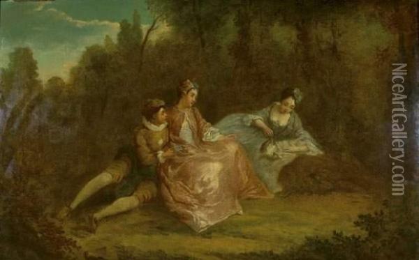 Scene Galante. Oil Painting - Francois Louis Joseph Watteau