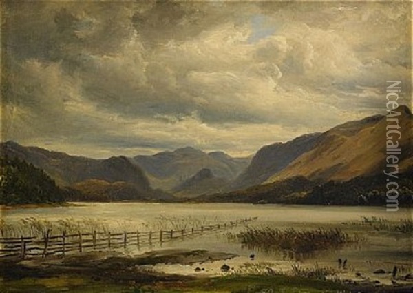 Landskap Fran Derwent Water, Lake District Oil Painting - Thomas Fearnley