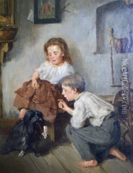 The Learned Poodle Oil Painting - Johann Baptist Sonderland