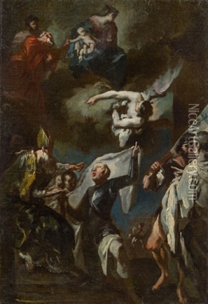 Entwurf Altargemalde (hl. Nikolaus Und Hl. Martin) Oil Painting - Franz Anton Maulbertsch