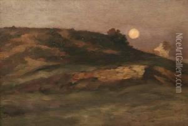 Moon Over Normandy Dunes Oil Painting - Jean-Charles Cazin
