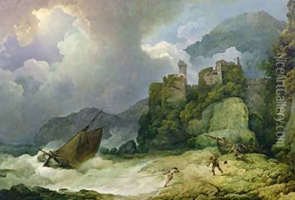 Smugglers Landing in a Storm 1791 Oil Painting - Philip Jacques de Loutherbourg