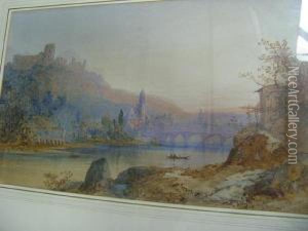 Heidelberg, The River At Sunset Oil Painting - Edward M. Richardson