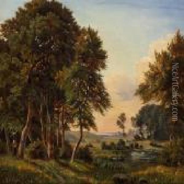 Landscape With A Clump Of Trees And A Bog Hole Oil Painting - Dankvart Dreyer