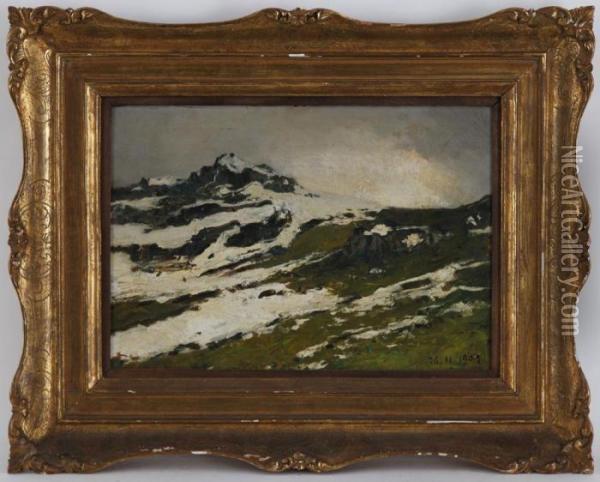 Paysage De Montagne Oil Painting - Lorenzo Delleani