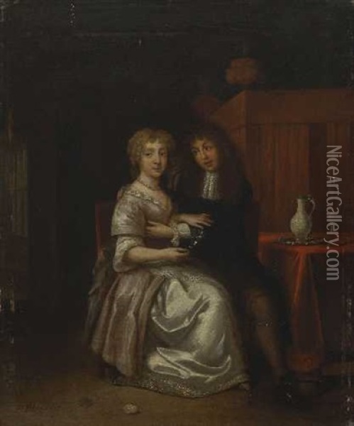 Junges Paar Oil Painting - Reinier De La Haye