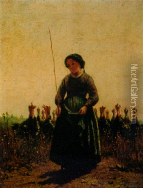 La Gardeuse De Dindes Oil Painting - Theodore Frederic de Salmon
