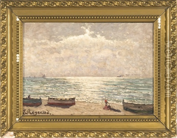 Sulla Spiaggia Di Noli Oil Painting - Enrico Reycend
