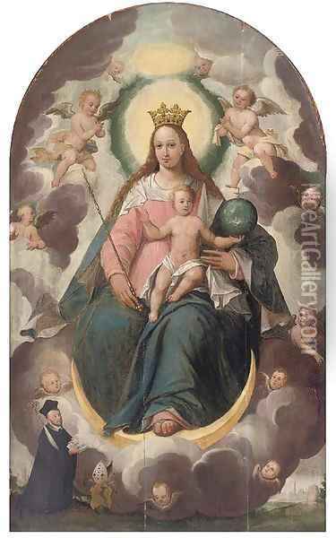 The Virgin and Child Enthroned Oil Painting - Spanish School