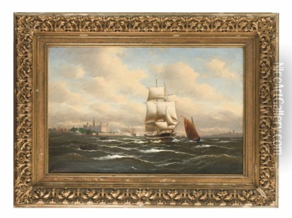 Segelschiffe Helsingor Passierend Oil Painting - Alfred Serenius Jensen