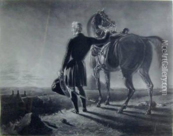 Lopton , After Benjamin Robert Haydon , 'arthur Wellesley, The 1st Duke Of Wellington On The Field Of Waterloo', Engraving, 63cm X 73.5cm, Framed Oil Painting - Thomas Goff Lupton