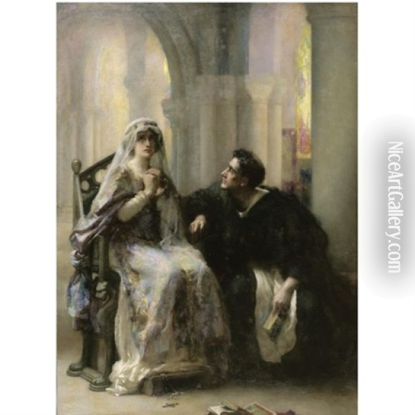 Ellen Terry And Henry Irving As Abelard And Heloise, Lost Faith Oil Painting - Henrietta (Mrs. Ernest Normand) Rae