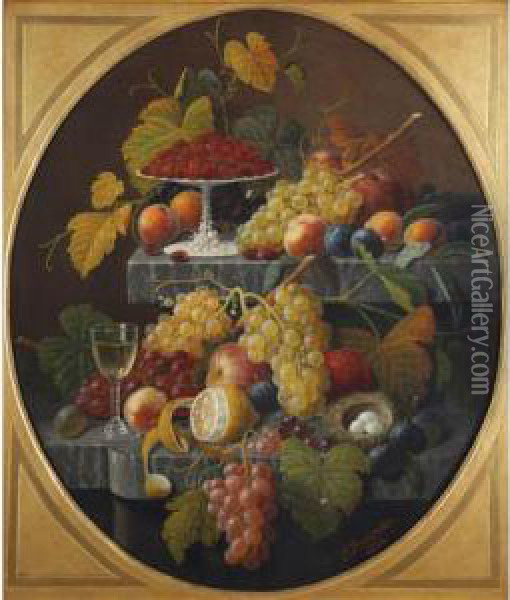 Two-tier Still Life With Fruit Oil Painting - Severin Roesen