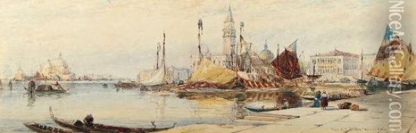 Riva Di Schiavona, Venice Oil Painting - Thomas Bush Hardy