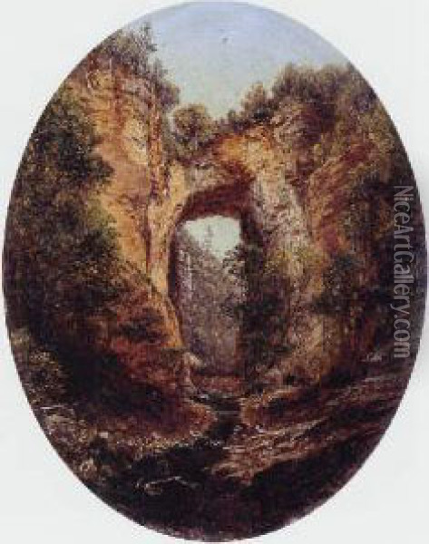 Natural Bridge, Virginia Oil Painting - David Johnson