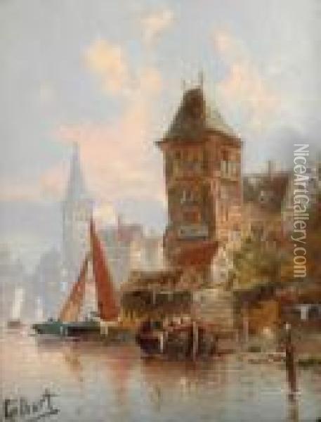 Belgian Town From The River Oil Painting - Karl Kaufmann