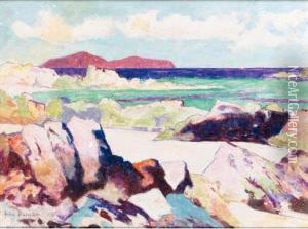 Iona, Looking Towards Lunga Oil Painting - John Mckirdy Duncan