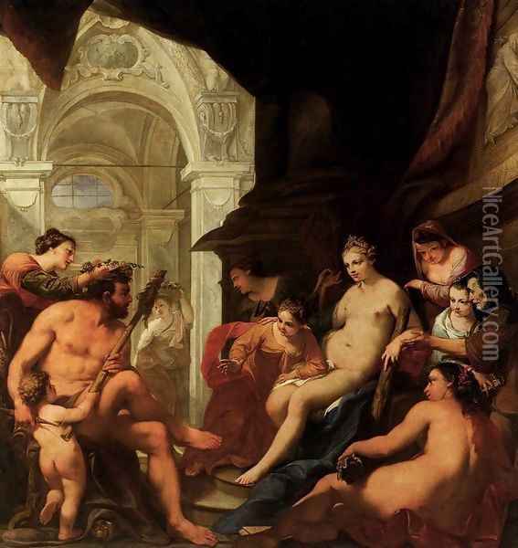 Hercules in the Palace of Omphale Oil Painting - Antonio Bellucci