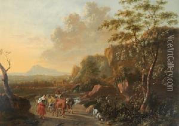 Paesaggio Con Gregge E Pastorella Oil Painting - Willem de Heusch
