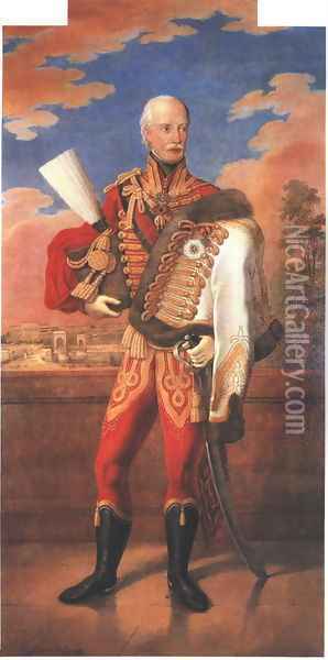 Full-length Portrait of Joseph, Palatine of Hungary trade-sign 1840s Oil Painting - Johann Nepomuk Hofel