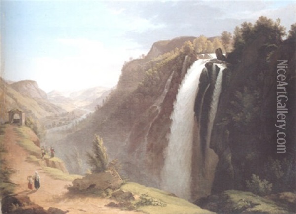 Wasserfall Bei Reichenbach Oil Painting - Balthasar Anton Dunker