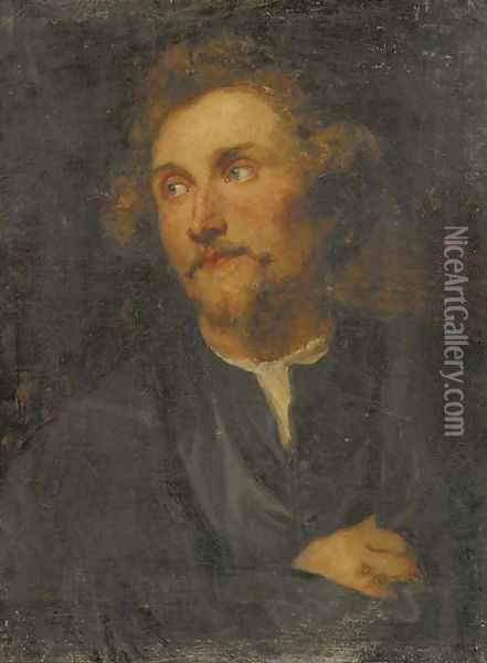 Portrait of the sculptor Georg Petel (d. 1636), bust-length, in a black waistcoat and cloak Oil Painting - Sir Anthony Van Dyck