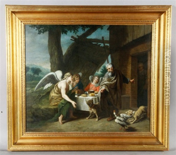 Abraham And The Three Angels Oil Painting - Jan Josef Horemans the Younger