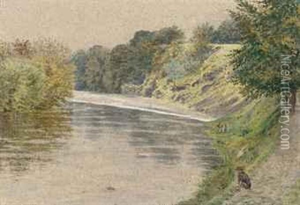 On The Banks Of The Teme, Ludlow Oil Painting - George Price Boyce