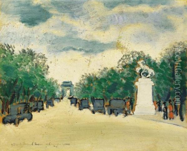 The Champs-elysees In Paris Oil Painting - Rezso Balint