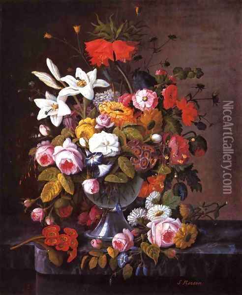 Still Life with Flowers Date unknown 3 Oil Painting - Severin Roesen