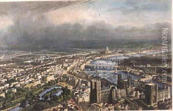 General Aspect of London Oil Painting - Nicolas-Marie-Joseph Chapuy