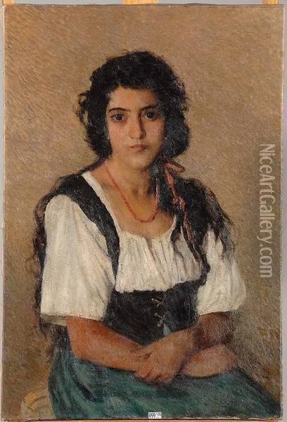 Portrait D'une Jeune Fille Portugaise Oil Painting - Alois Boudry