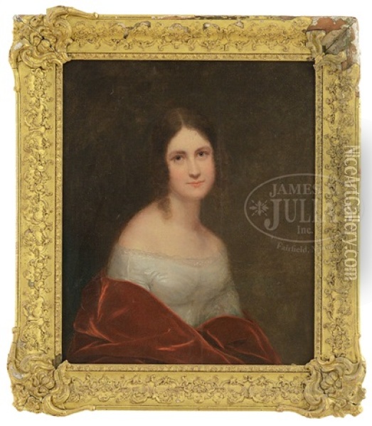 Portrait Of A Young Lady With Red Shawl Oil Painting - Thomas Sully