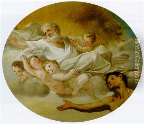 Dieu Le Pere Entoure D'anges Oil Painting - Andrea Sacchi