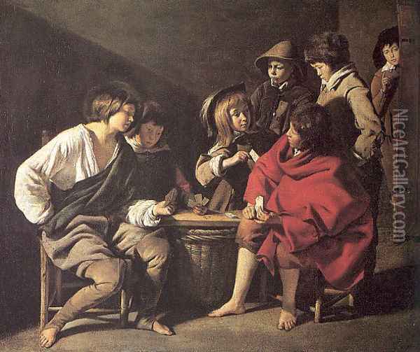 The Young Card Players 1650 Oil Painting - Le Nain Brothers