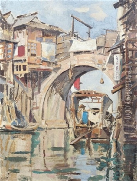 The Bridge At Kashing Oil Painting - Robert Cecil Robertson