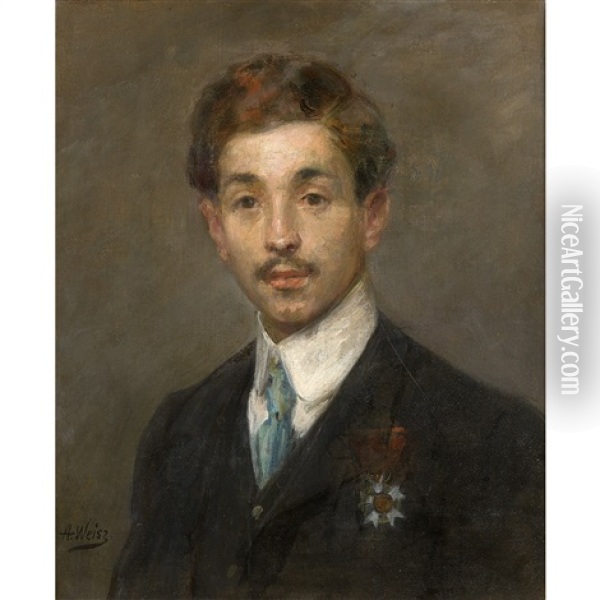 Portrait De Jeune Homme A La Legion D'honneur Oil Painting - Adolphe Weisz