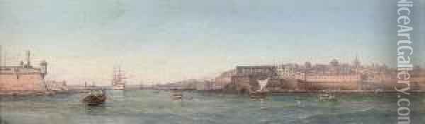 The Entrance To The Grand Harbour From Ricasoli Point,valetta Oil Painting - Girolamo Gianni