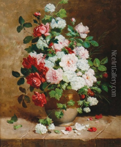 Still Life Of Flowers Oil Painting - Victor Leclaire