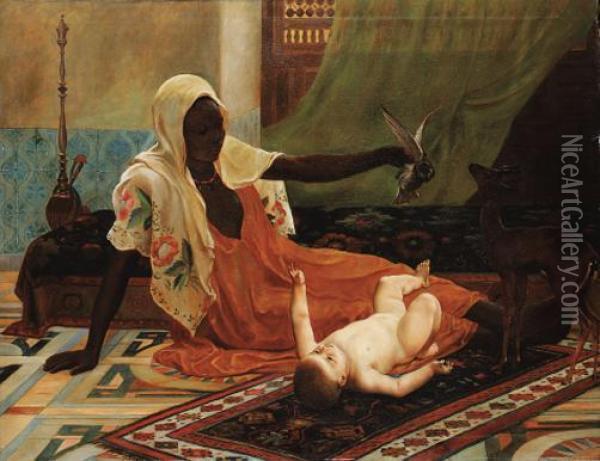 A New Light In The Harem Oil Painting - Frederick Goodall