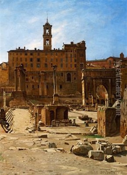 View Of Forum Romanum Oil Painting - Josef Theodor Hansen