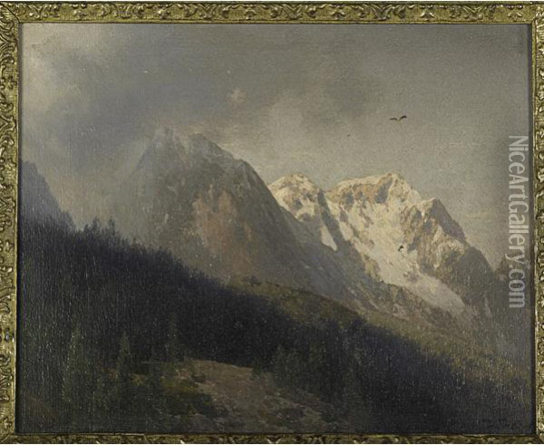 Swiss Mountain Scene Oil Painting - Herman Herzog