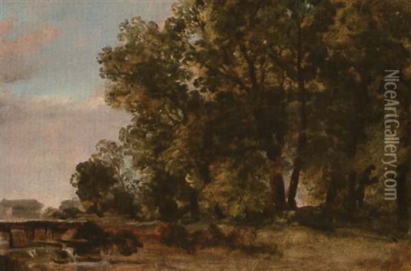 Auf Der Munchner Praterinsel Oil Painting - Georg Maximilian Johann Von Dillis