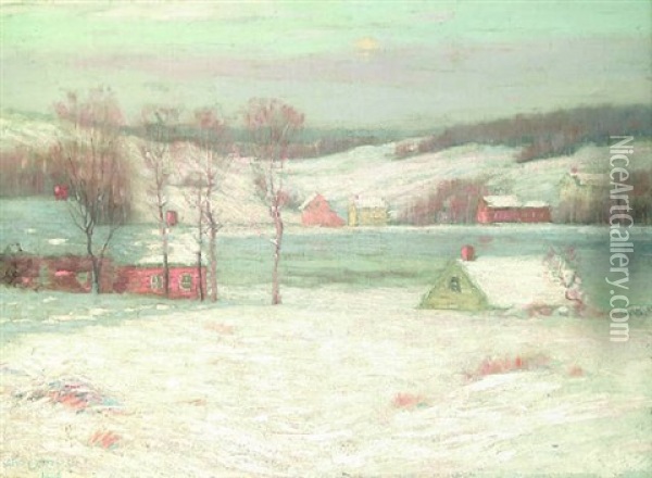 Winter Afternoon Oil Painting - Leonard Ochtman