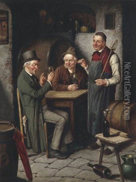 Die Weinprobe Oil Painting - Carl Ostersetzer