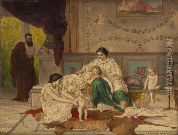 Les Joies De Lafamille Oil Painting - Auguste Coomans